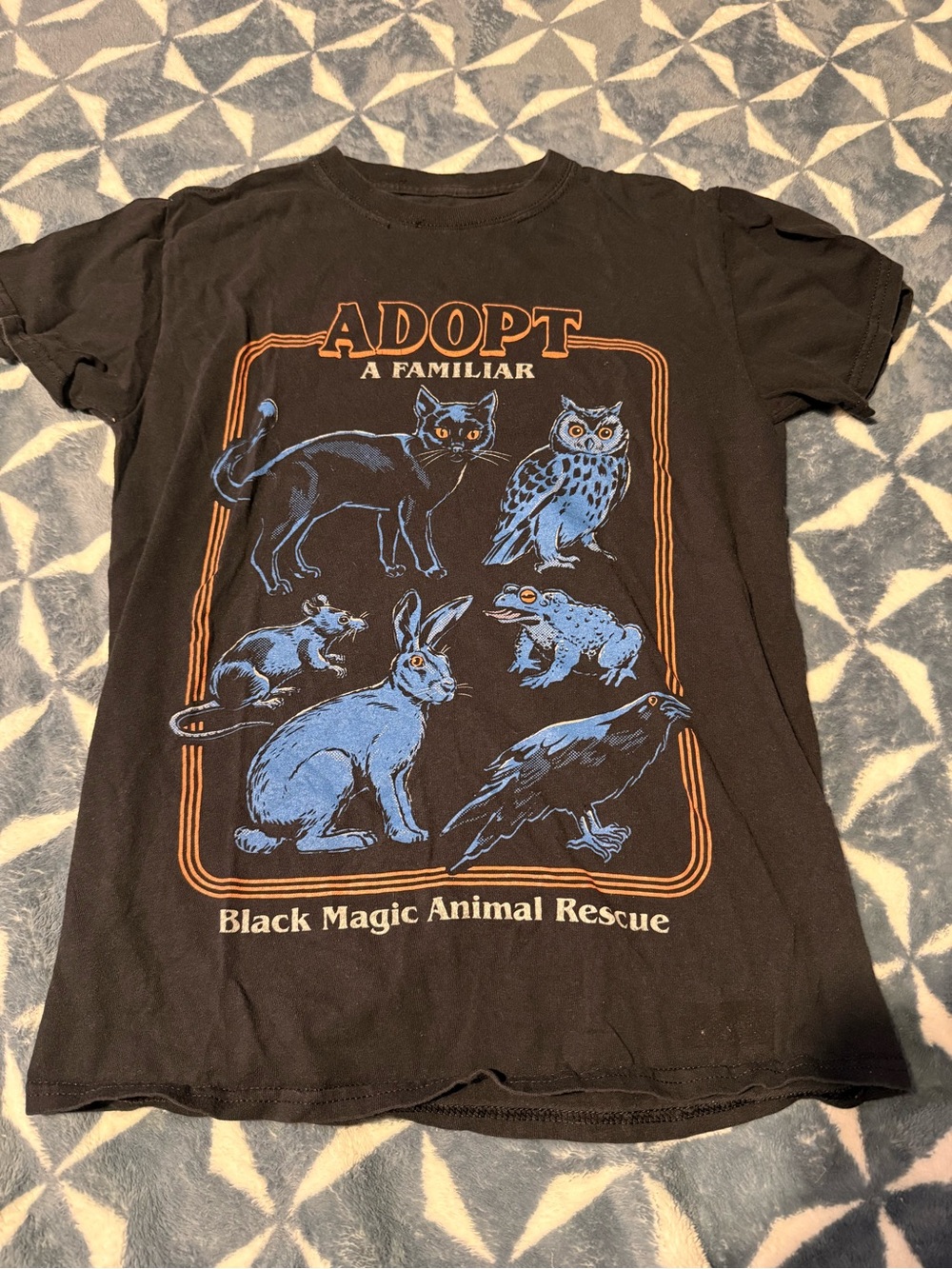 Steven Rhodes Black Short-Sleeve 'Adopt a Familiar' Graphic Tee